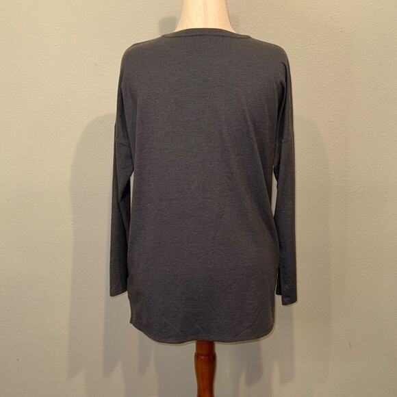 J. Jill tunic sweater gray with sparkly beaded slit neckline long sleeve Sz S - Picture 4 of 7